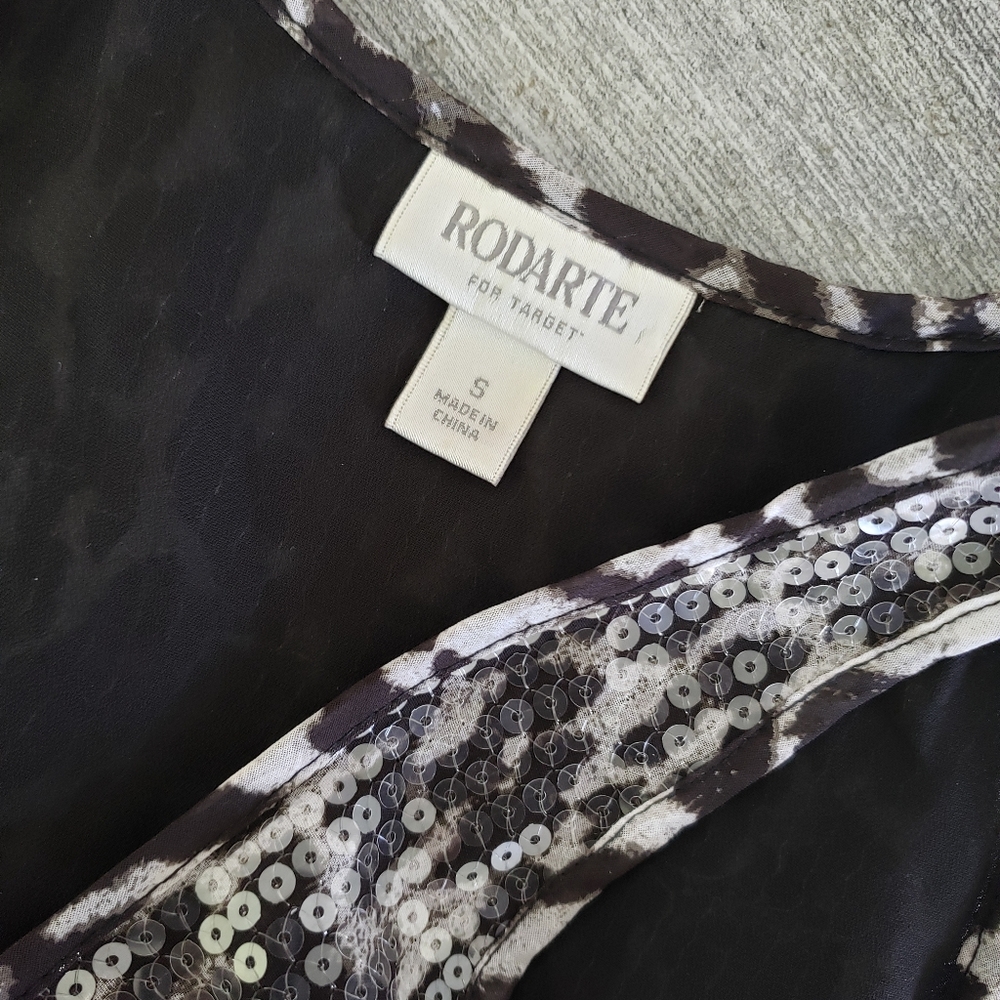 Black Grey Leopard Rodarte Sequined Mini - Picture 3 of 3